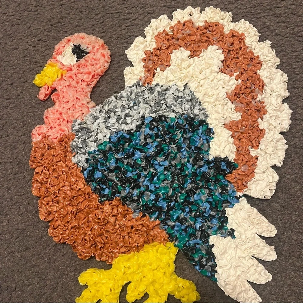 Vintage 70’s Melted Plastic Popcorn Turkey Wall Decor